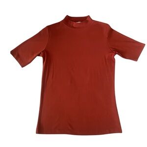 Rust Red Mock Neck Top - Medium
